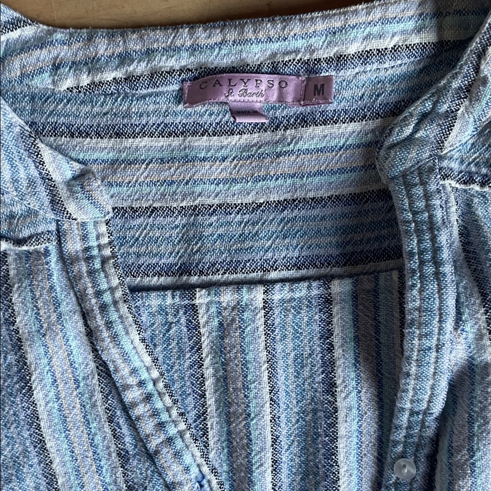 Calypso St. Barth Blue and White Striped Blouse